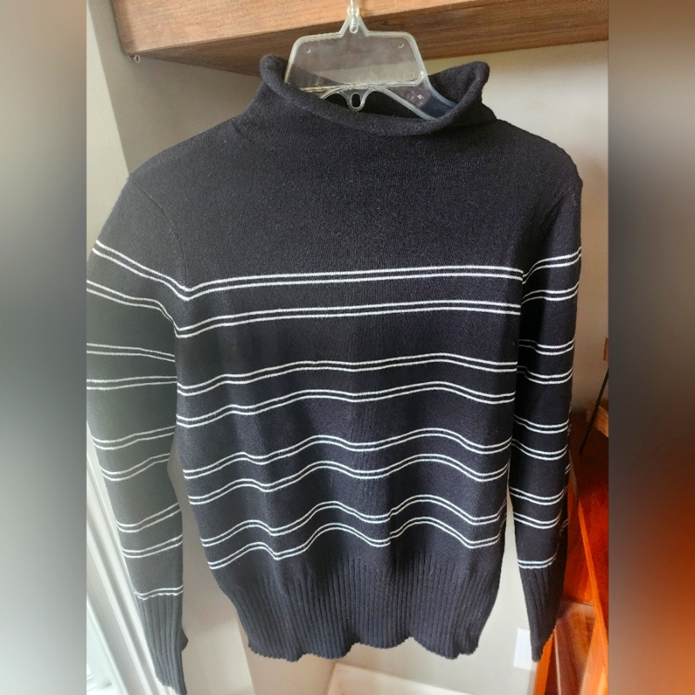 French Connection Black and White Striped Blouse